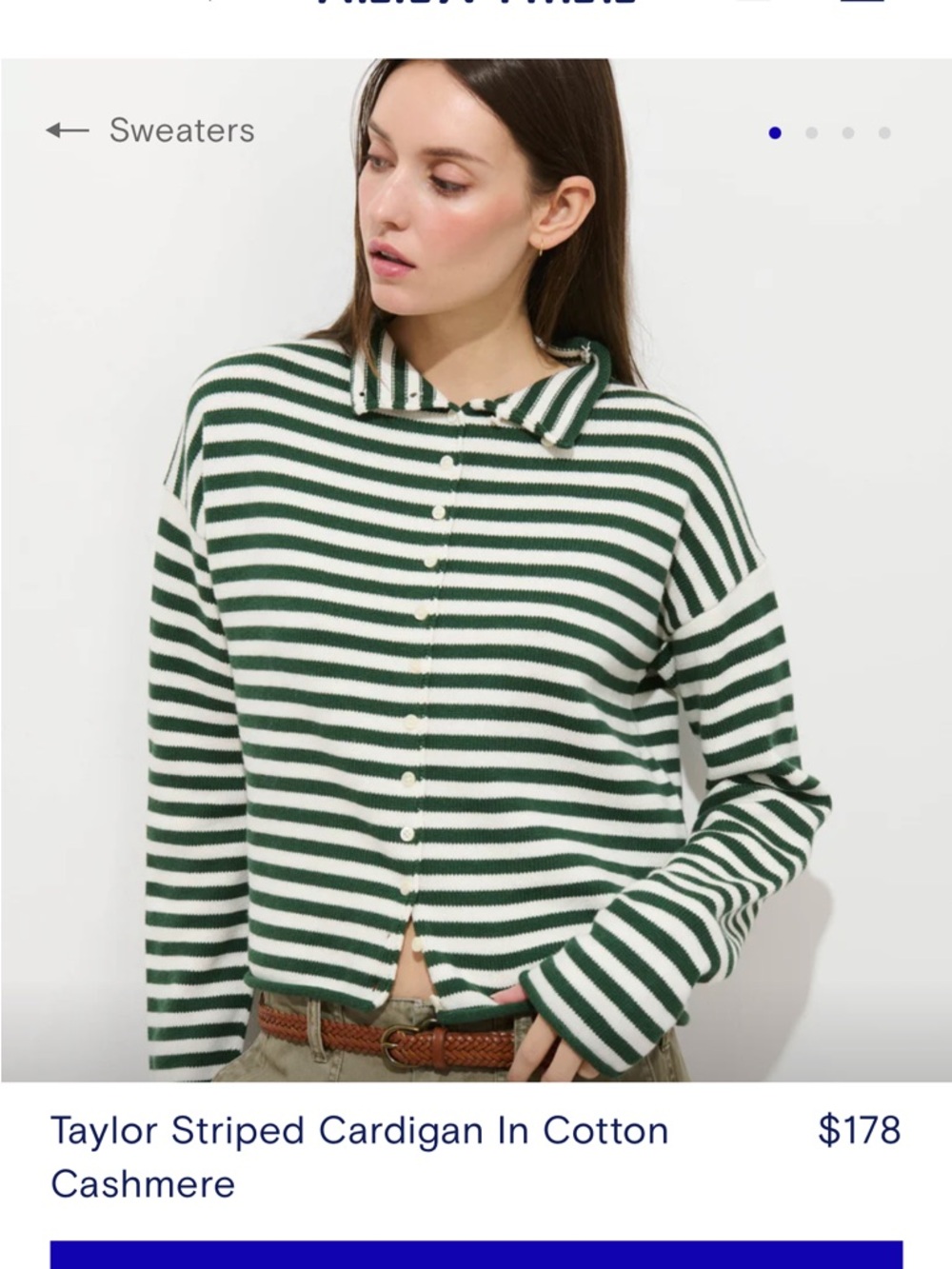 Alex Mill Green and White “Taylor Cardigan” - Picture 2 of 3